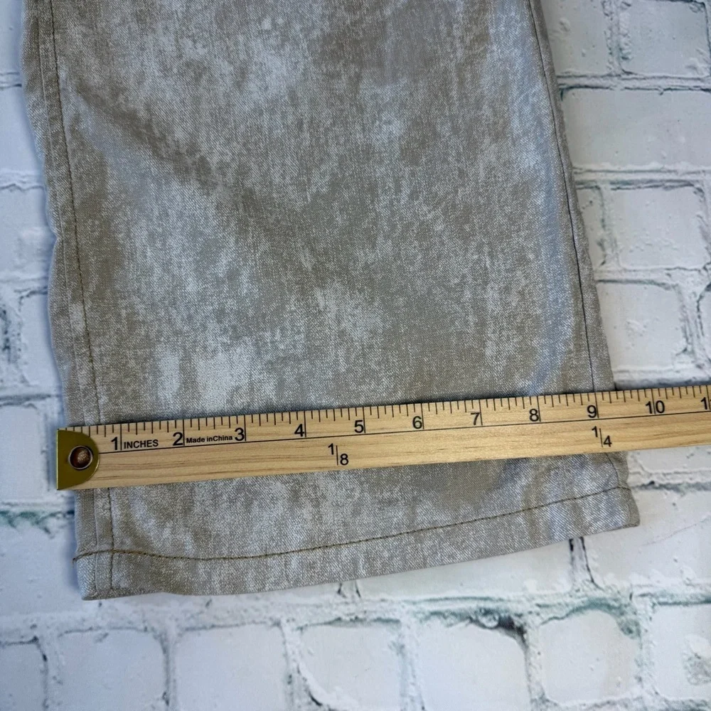 ✅ Zara Beige printed Wide straight Leg Pants linen cotton blend size S